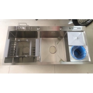 Chậu Rửa Chén Bát 2 Hố Có Hốc Đựng Rác